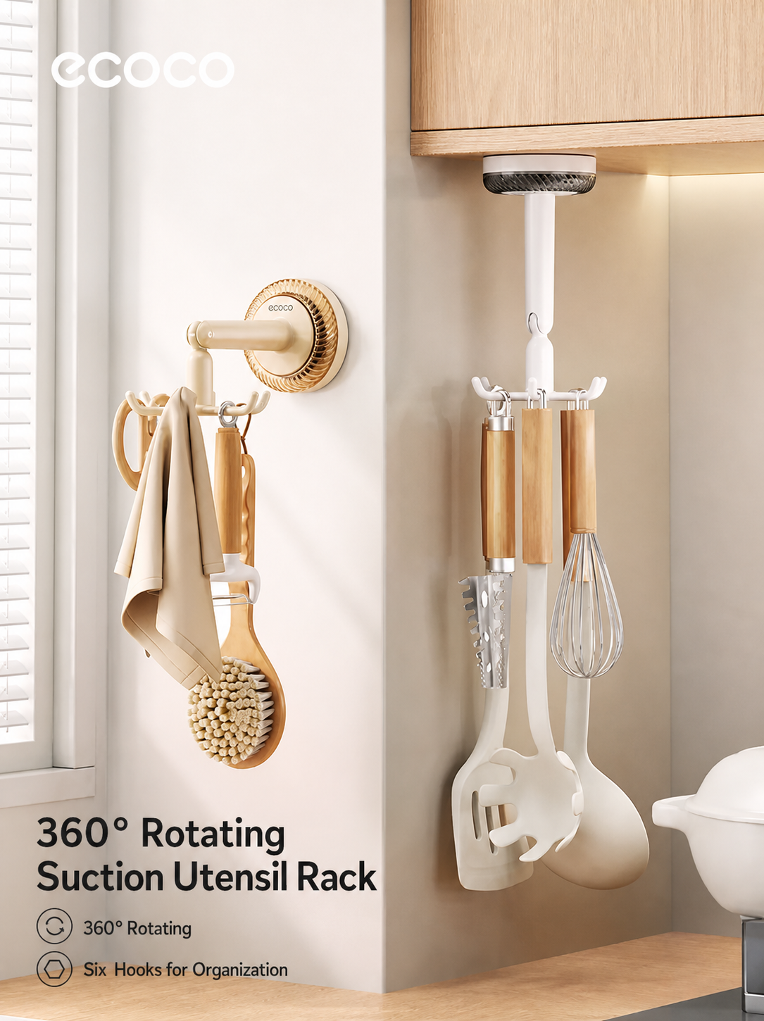 360° Rotating Suction-Cup Utensil Rack