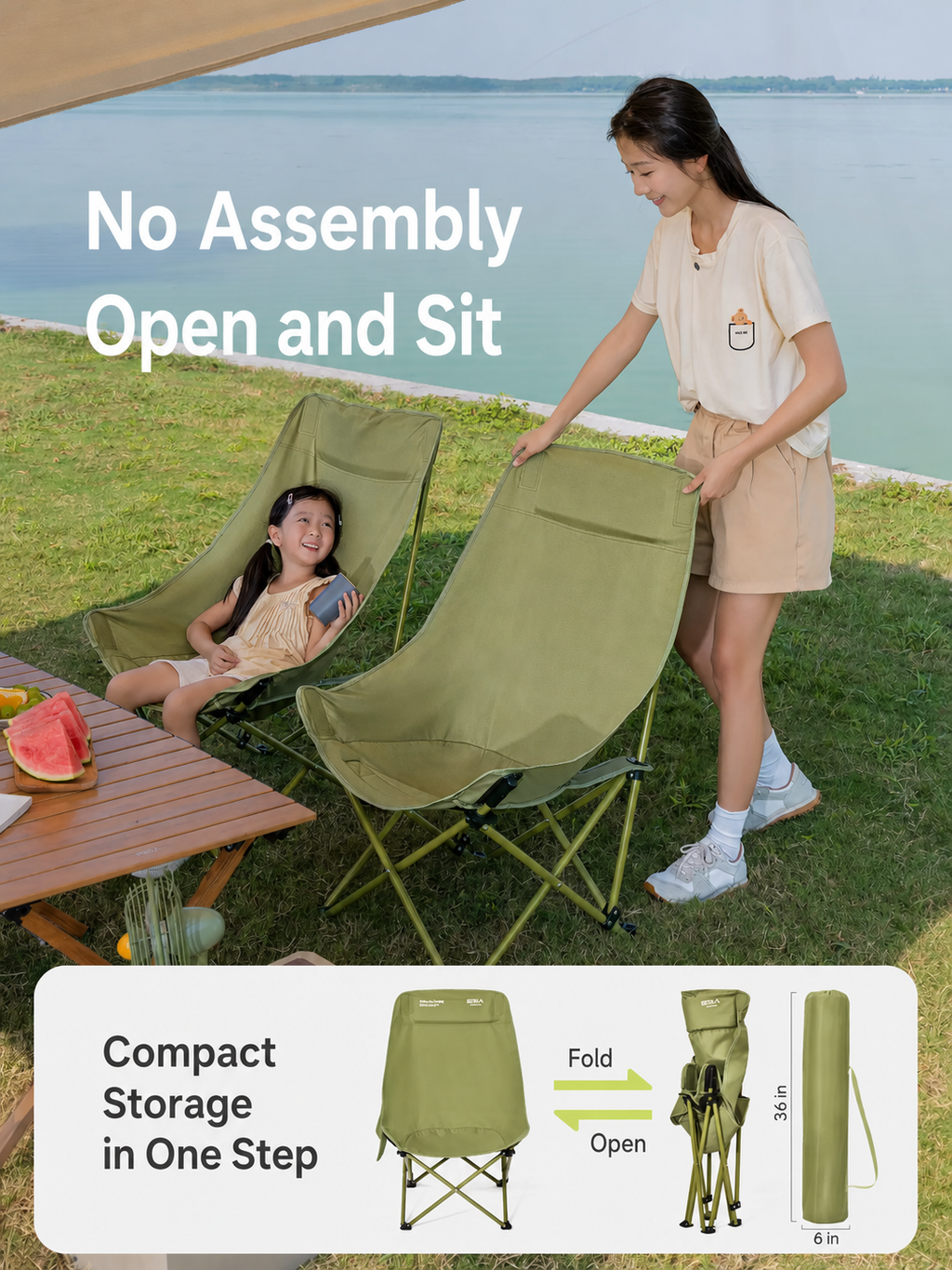 High-Back Folding Camping Chair