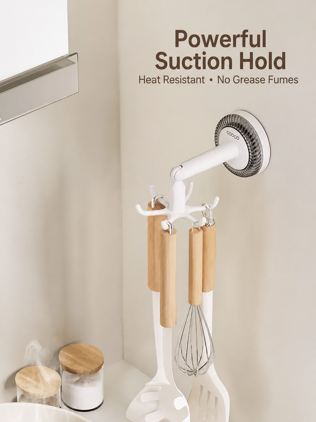 360° Rotating Suction-Cup Utensil Rack