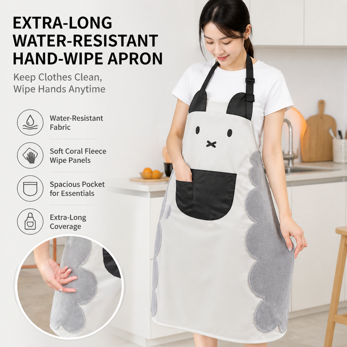 Extra-Long Water-Resistant Hand-Wipe Apron