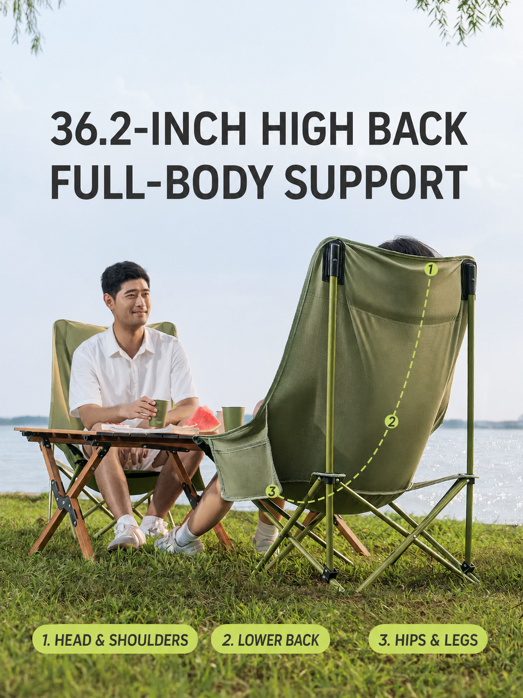 High-Back Folding Camping Chair