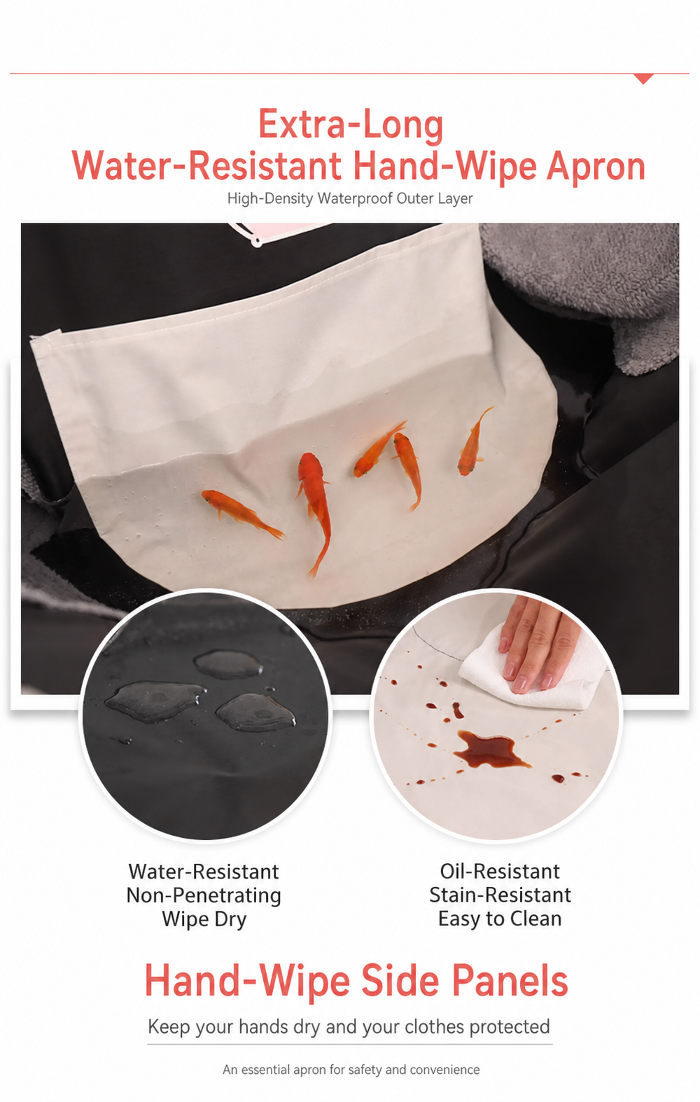 Extra-Long Water-Resistant Hand-Wipe Apron