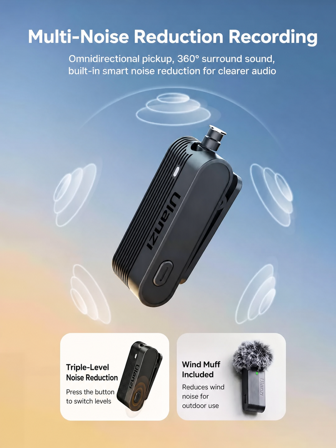 Ulanzi A100 Dual Wireless Lavalier Microphone Kit