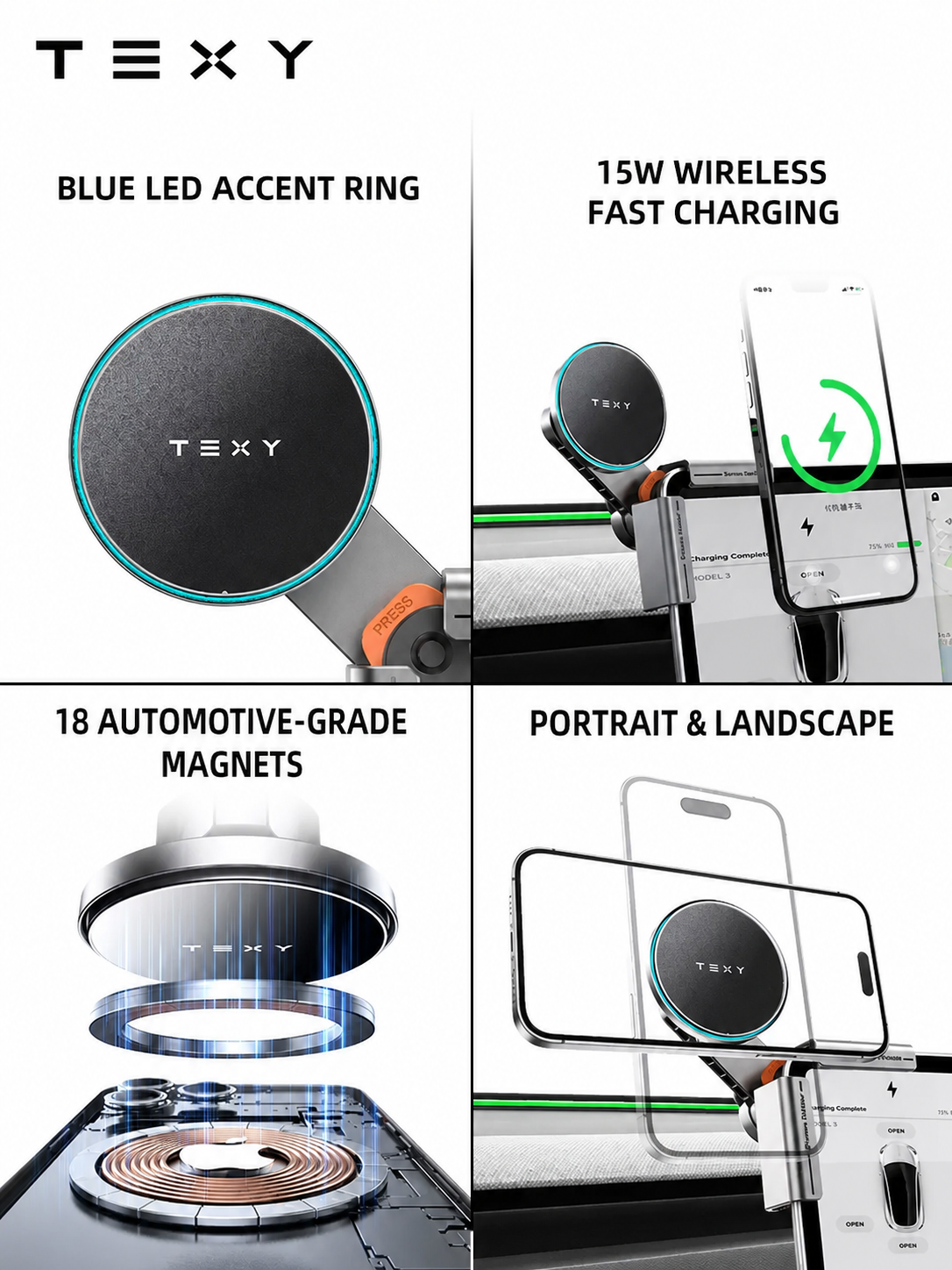 TEXY Magnetic Tesla Screen Phone Mount