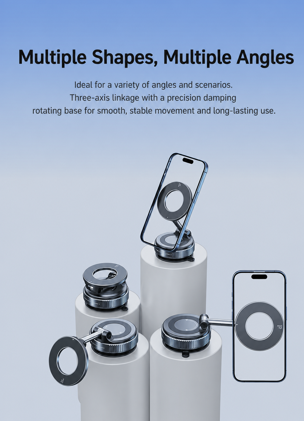 Car Phone Mount for Tesla and others with 3-Axis Nano-Vacuum Magnetic