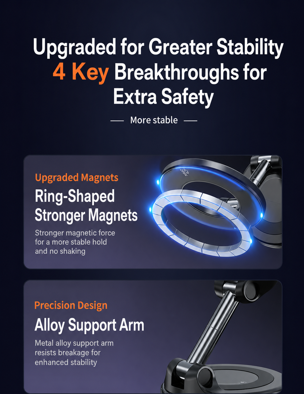 Car Phone Mount for Tesla and others with 3-Axis Nano-Vacuum Magnetic