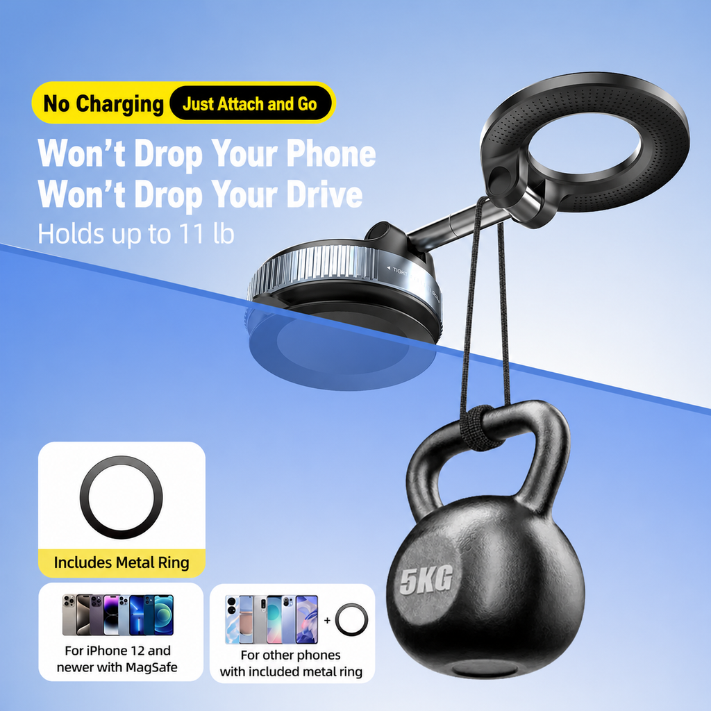 Car Phone Mount for Tesla and others with 3-Axis Nano-Vacuum Magnetic